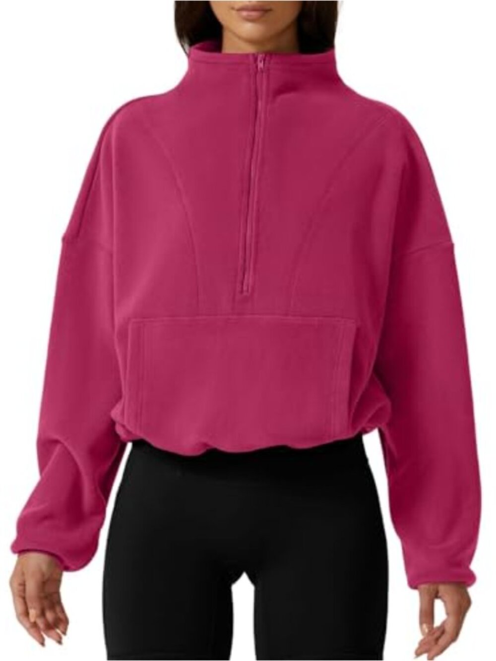 Womens Half Zip Fleece Sweatshirt Mock Neck Sherpa Pullover Winter Cozy Top